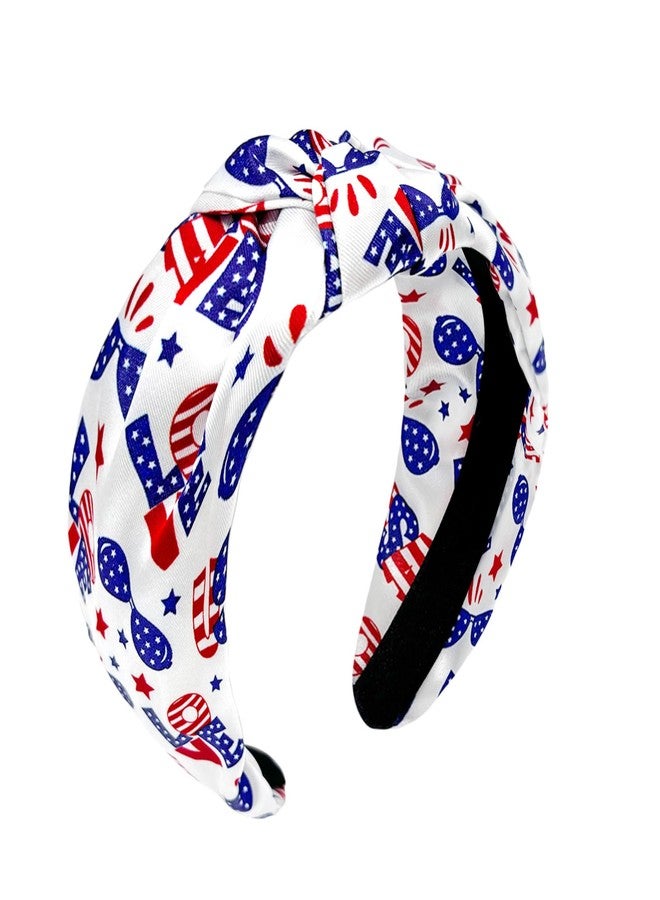 ZHAZHANIU White American Flag Headbands for Women 4th of July Headband Patriotic USA Bow Star Knotted Hair Hoop Wide Independence Day for Hair Accessories - Image 1